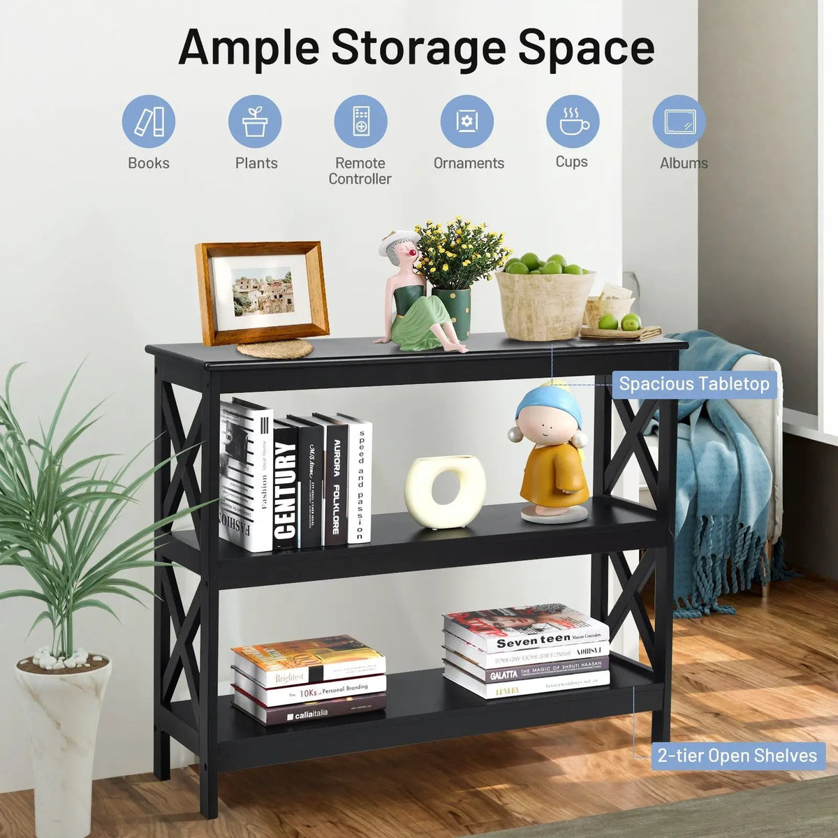 3-Tier Console X-Design Sofa Side Accent Table by DirectDeals