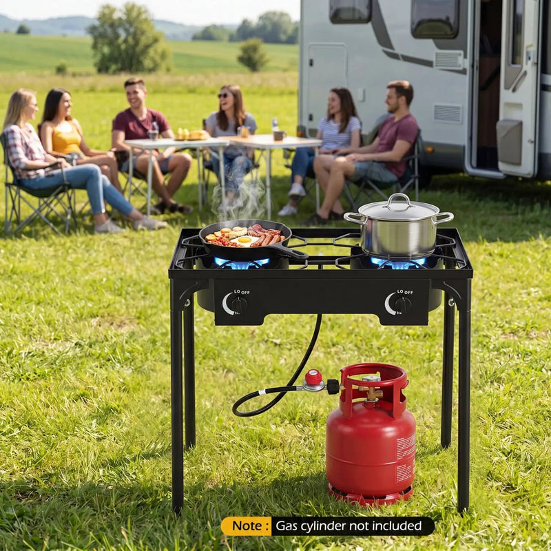 2 Burner Propane Stove 160000 BTU with Adjustable Regulator by DirectDeals