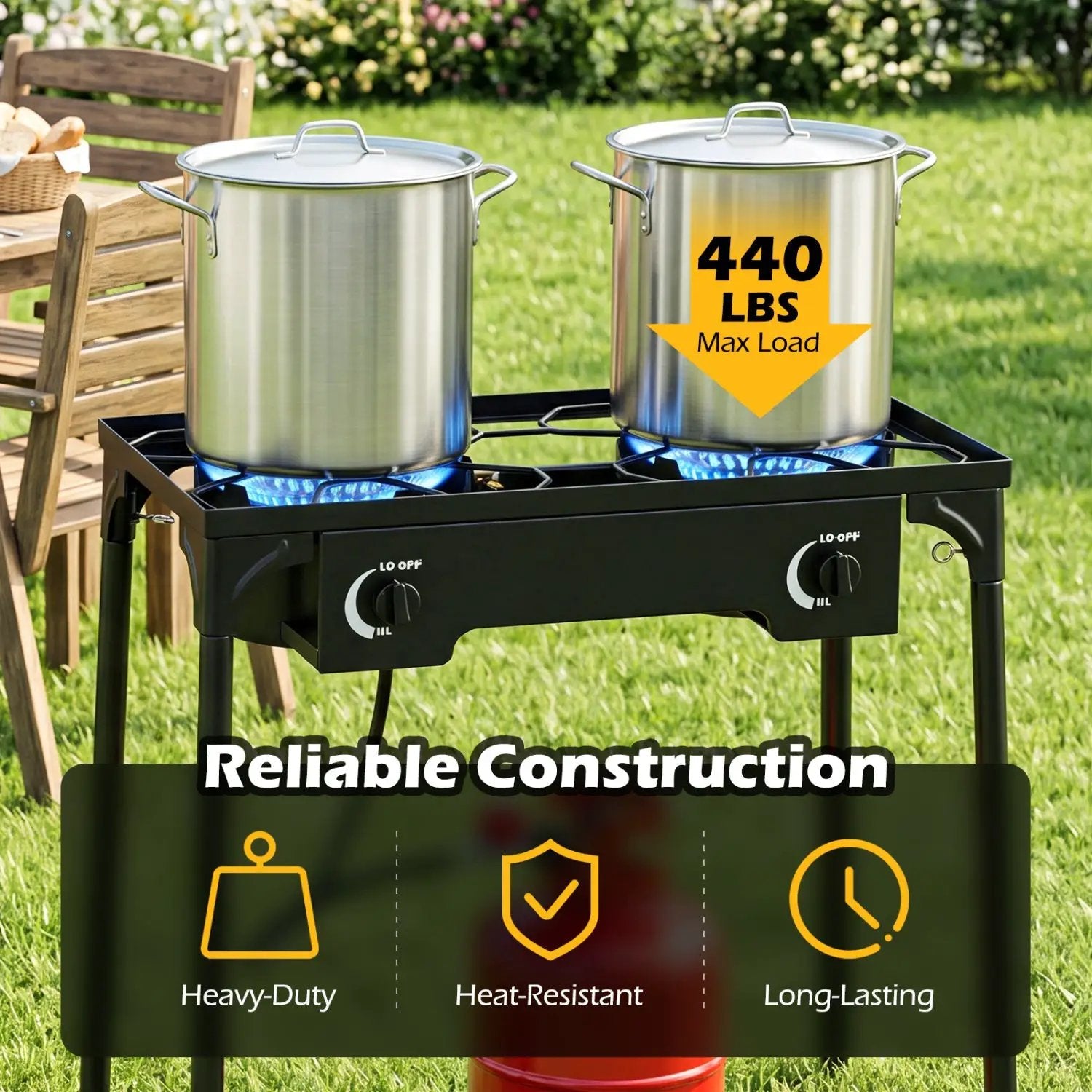 2 Burner Propane Stove 160000 BTU with Adjustable Regulator by DirectDeals