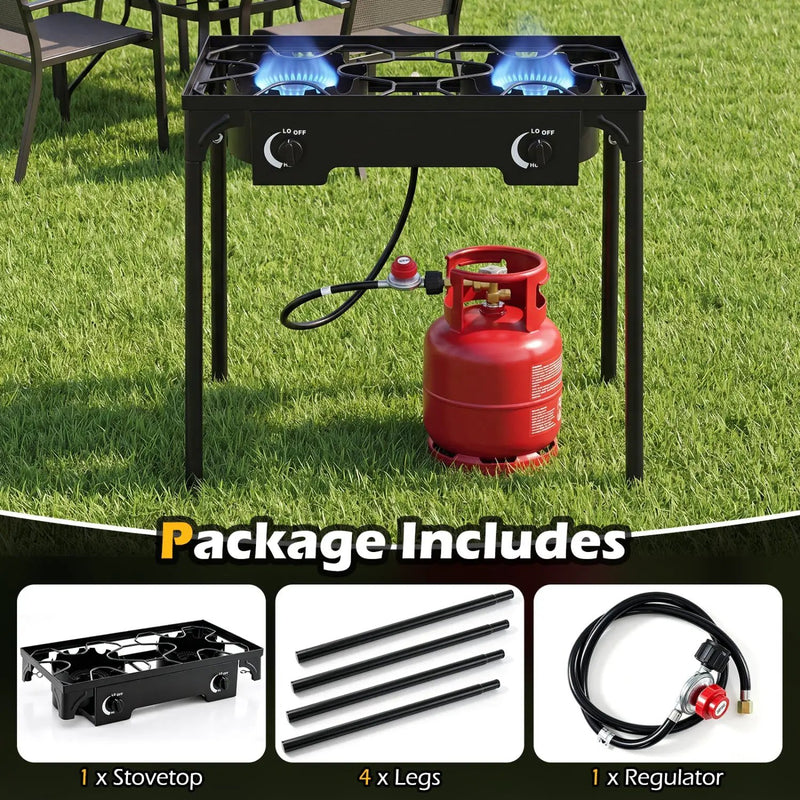 2 Burner Propane Stove 160000 BTU with Adjustable Regulator by DirectDeals