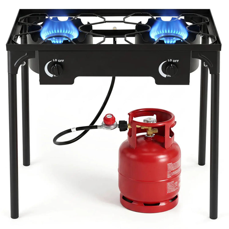 2 Burner Propane Stove 160000 BTU with Adjustable Regulator by DirectDeals