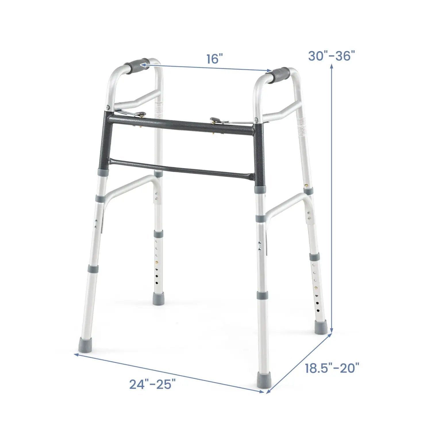 2-Button Folding Walker Lightweight with 7-Level Adjustable Height by DirectDeals