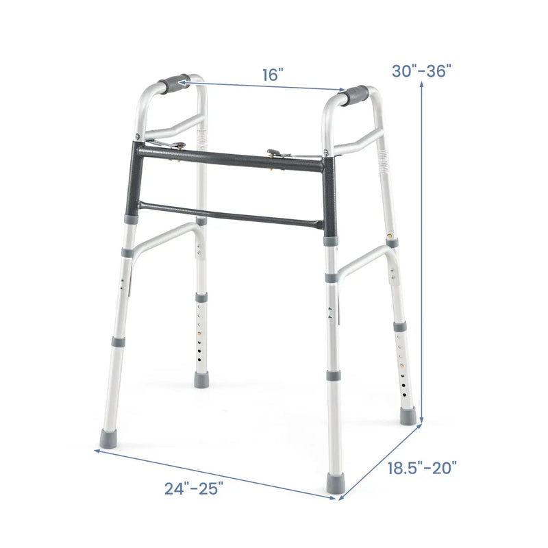 2-Button Folding Walker Lightweight with 7-Level Adjustable Height by DirectDeals
