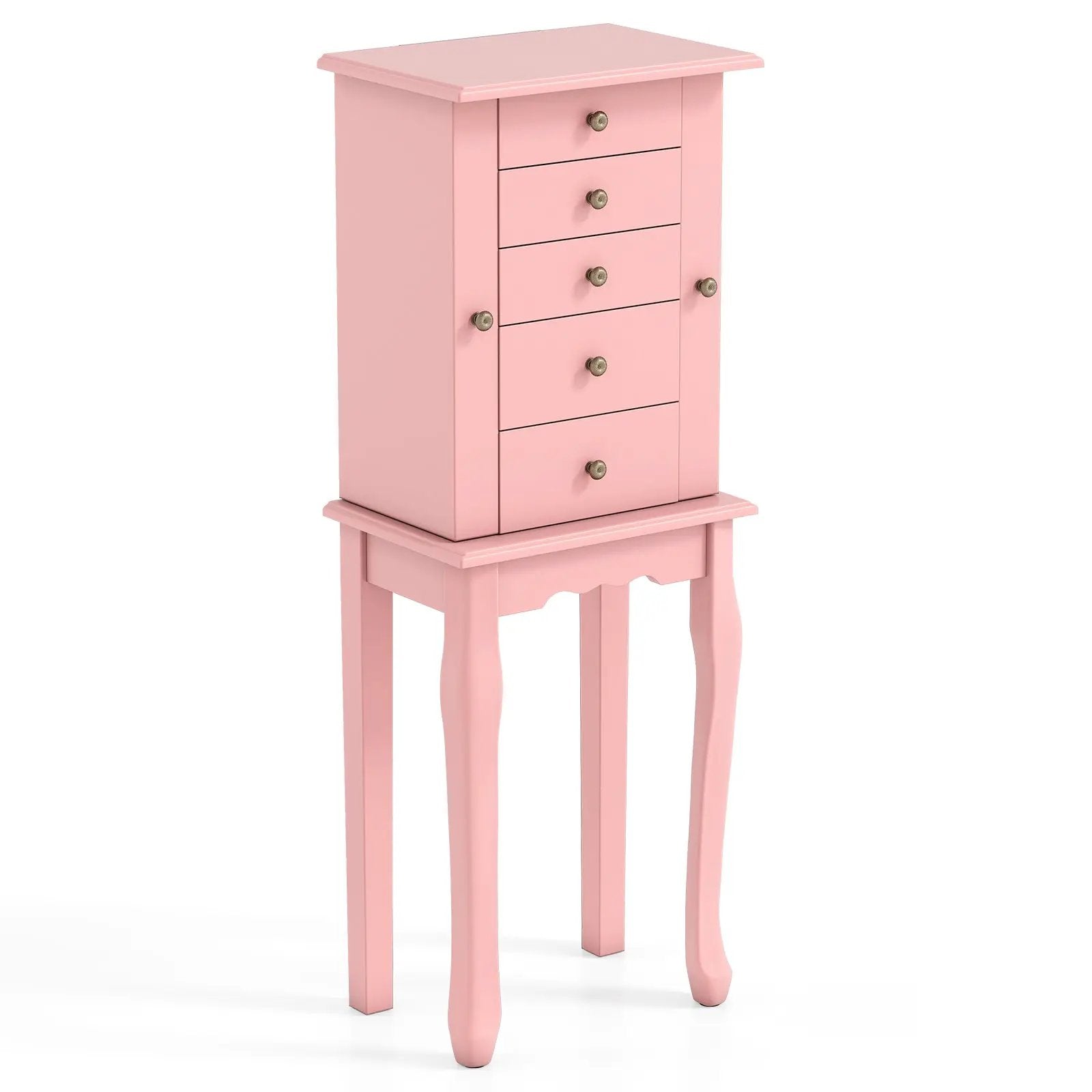 2 Colors Armoire Storage Standing Jewelry Cabinet with Mirror by DirectDeals