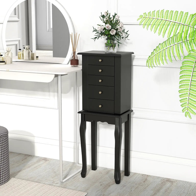 2 Colors Armoire Storage Standing Jewelry Cabinet with Mirror by DirectDeals