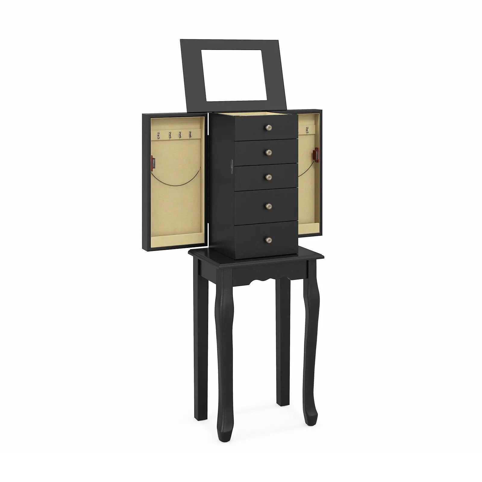 2 Colors Armoire Storage Standing Jewelry Cabinet with Mirror by DirectDeals