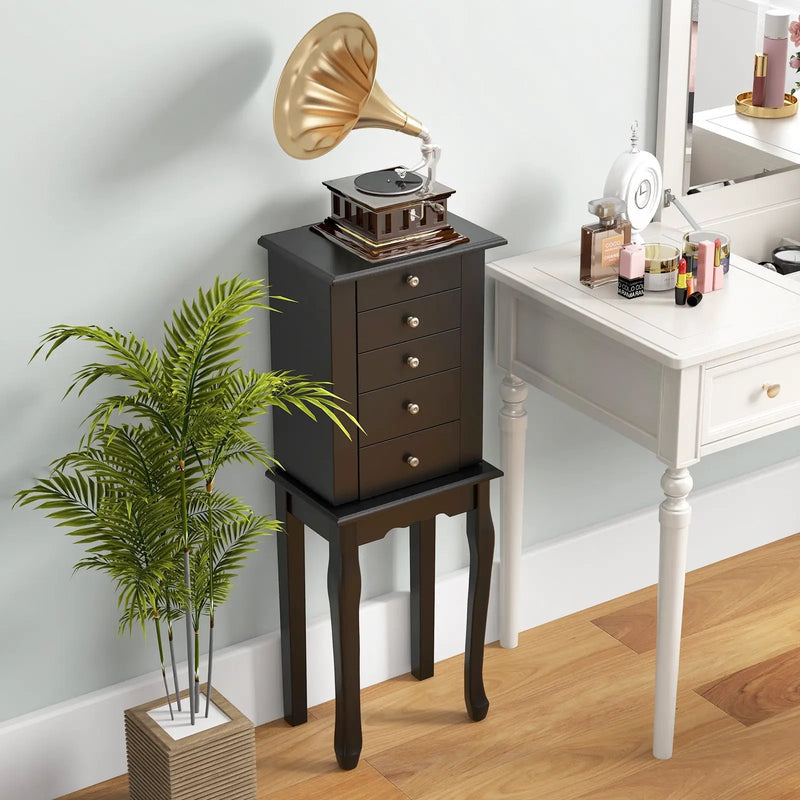 2 Colors Armoire Storage Standing Jewelry Cabinet with Mirror by DirectDeals
