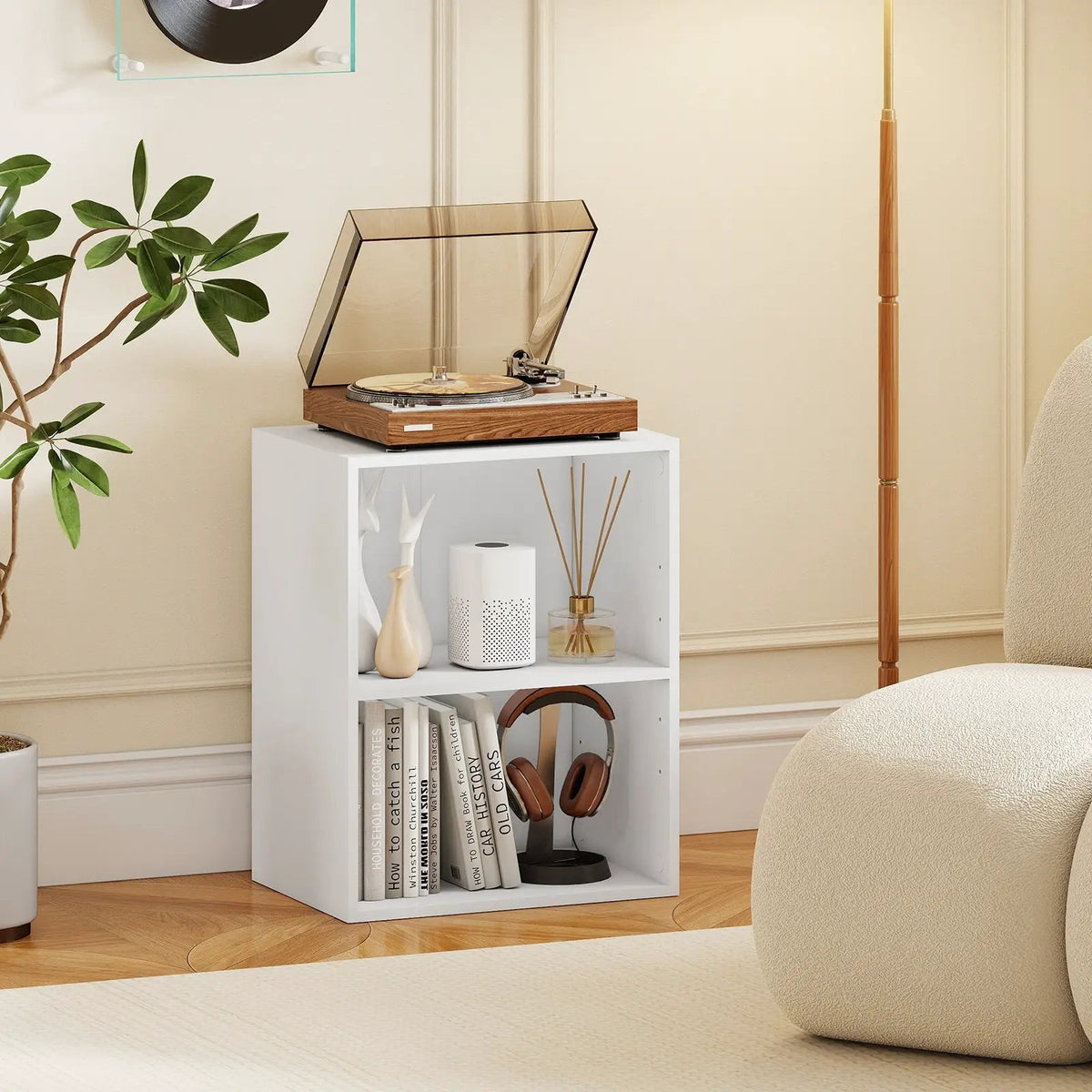 2-Cube Bookcase Floor Standing Open Bookshelf with 5-Position Adjustable Shelf by DirectDeals