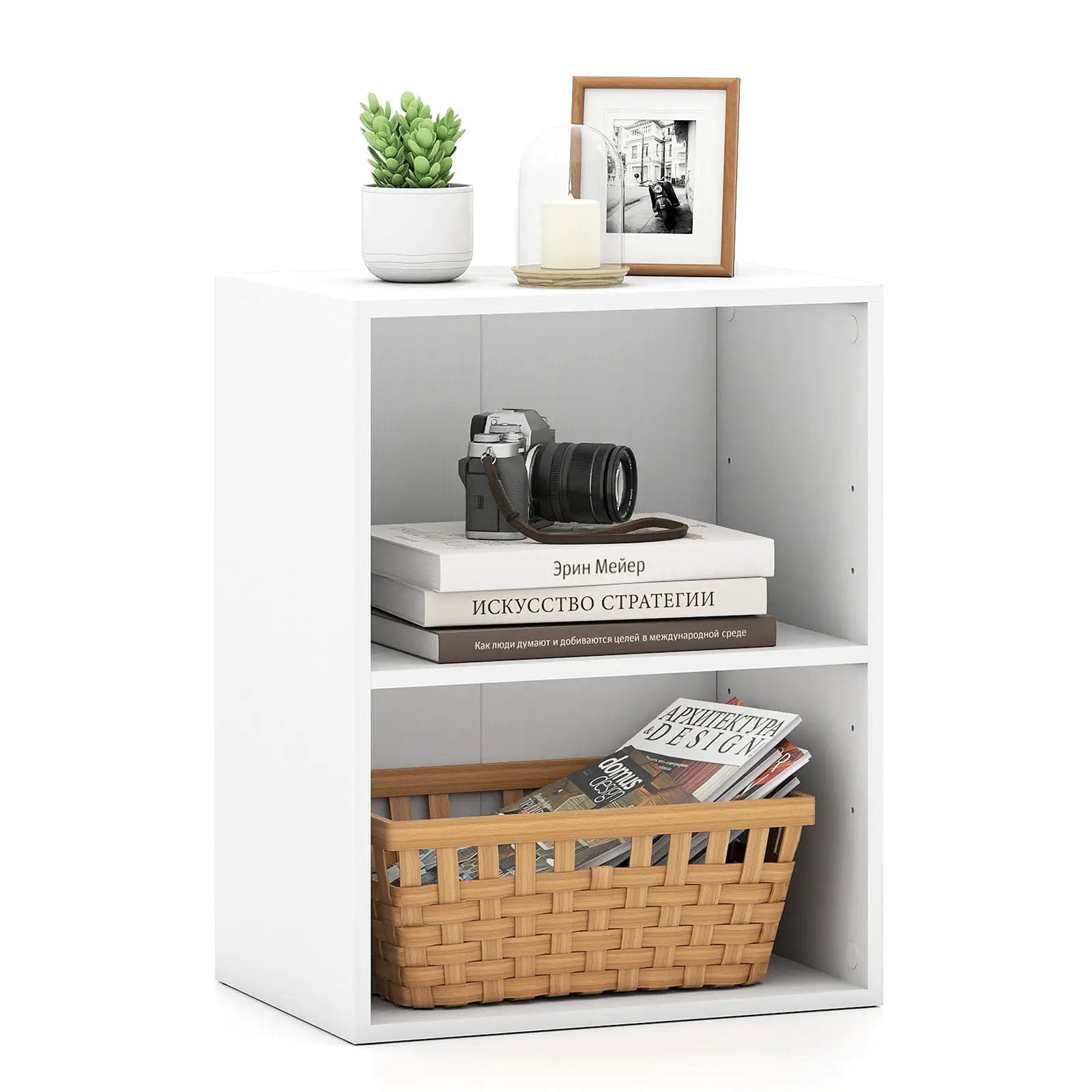 2-Cube Bookcase Floor Standing Open Bookshelf with 5-Position Adjustable Shelf by DirectDeals