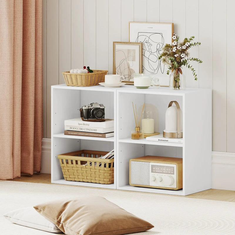 2-Cube Bookcase Floor Standing Open Bookshelf with 5-Position Adjustable Shelf by DirectDeals