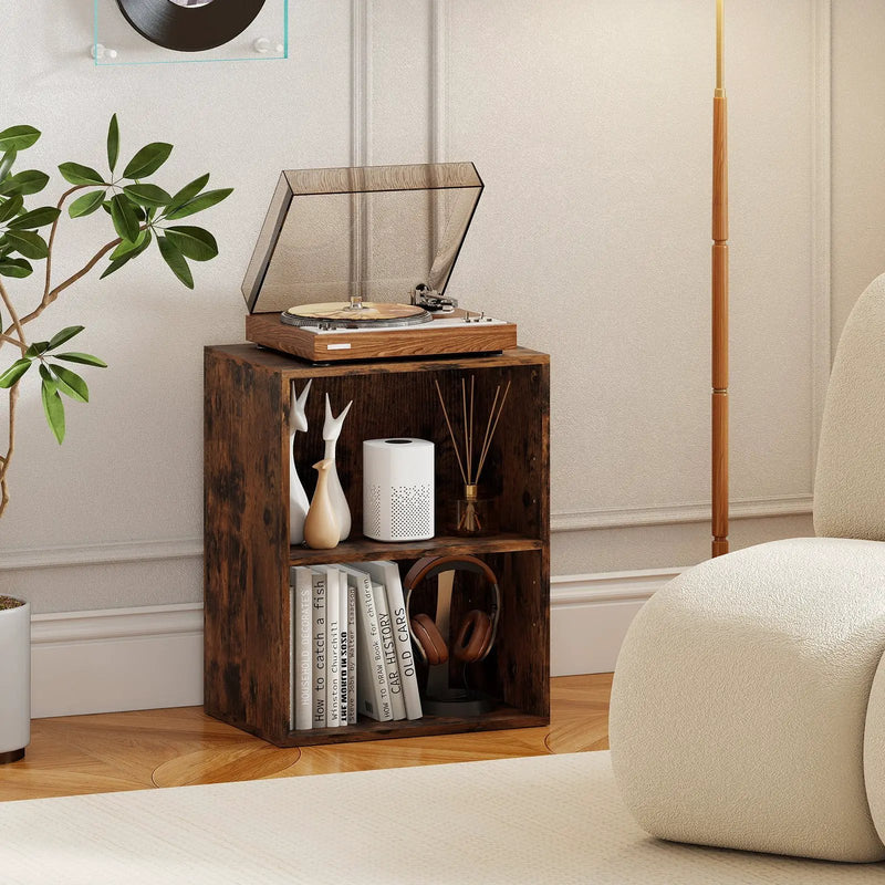 2-Cube Bookcase Floor Standing Open Bookshelf with 5-Position Adjustable Shelf by DirectDeals
