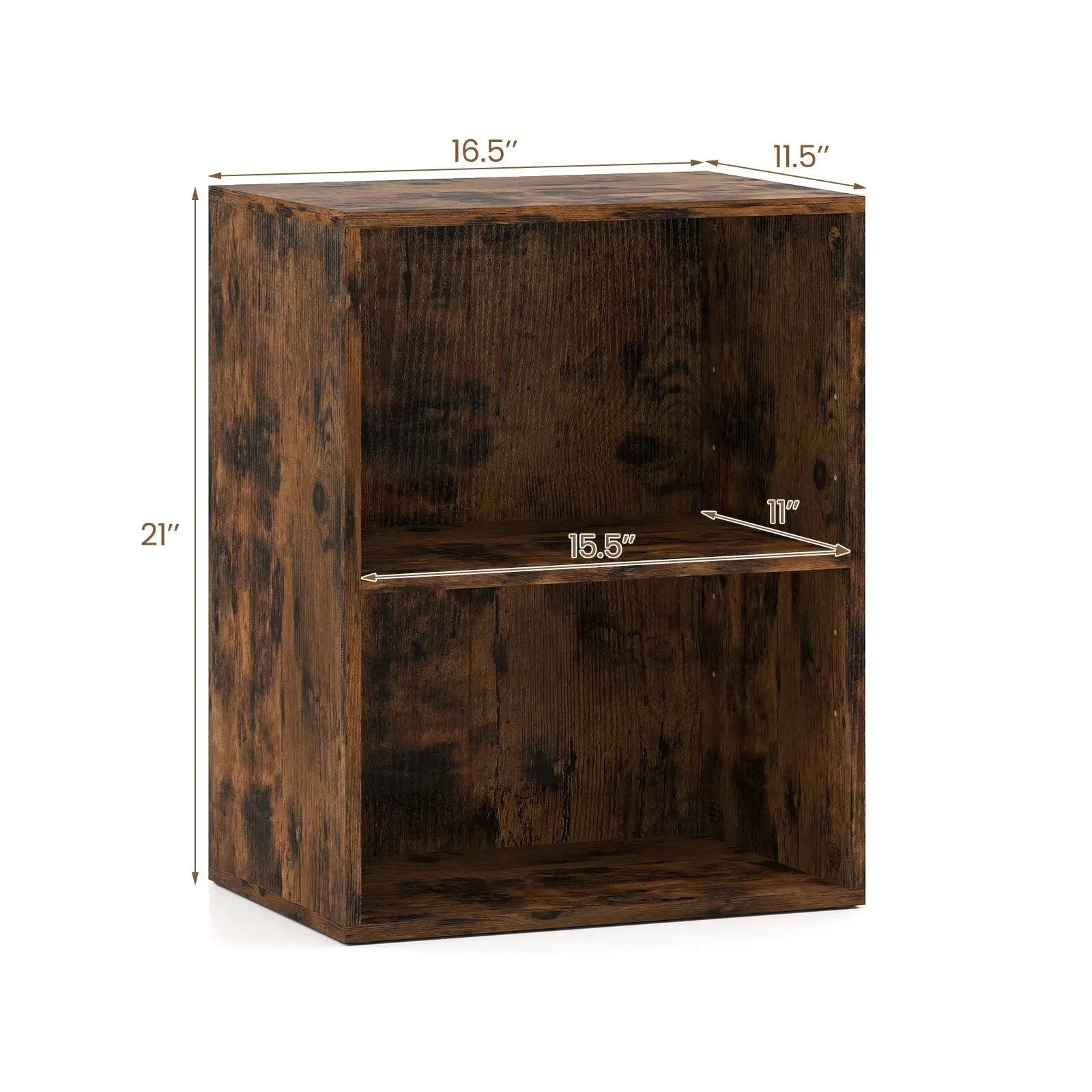 2-Cube Bookcase Floor Standing Open Bookshelf with 5-Position Adjustable Shelf by DirectDeals