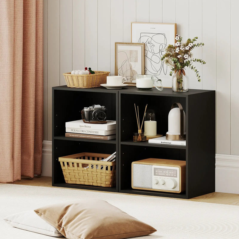 2-Cube Bookcase Floor Standing Open Bookshelf with 5-Position Adjustable Shelf by DirectDeals