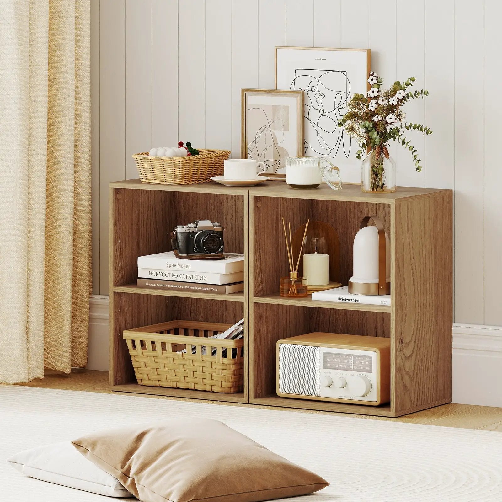 2-Cube Bookcase Floor Standing Open Bookshelf with 5-Position Adjustable Shelf by DirectDeals