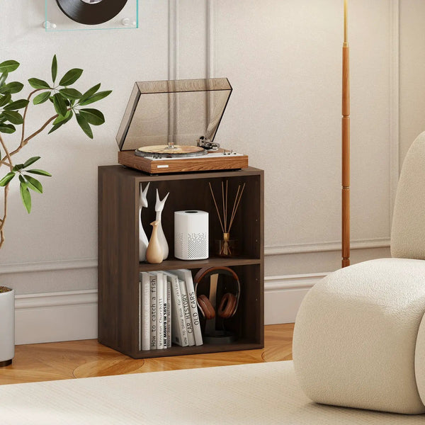2-Cube Bookshelf with Adjustable Shelf - Dark Walnut
