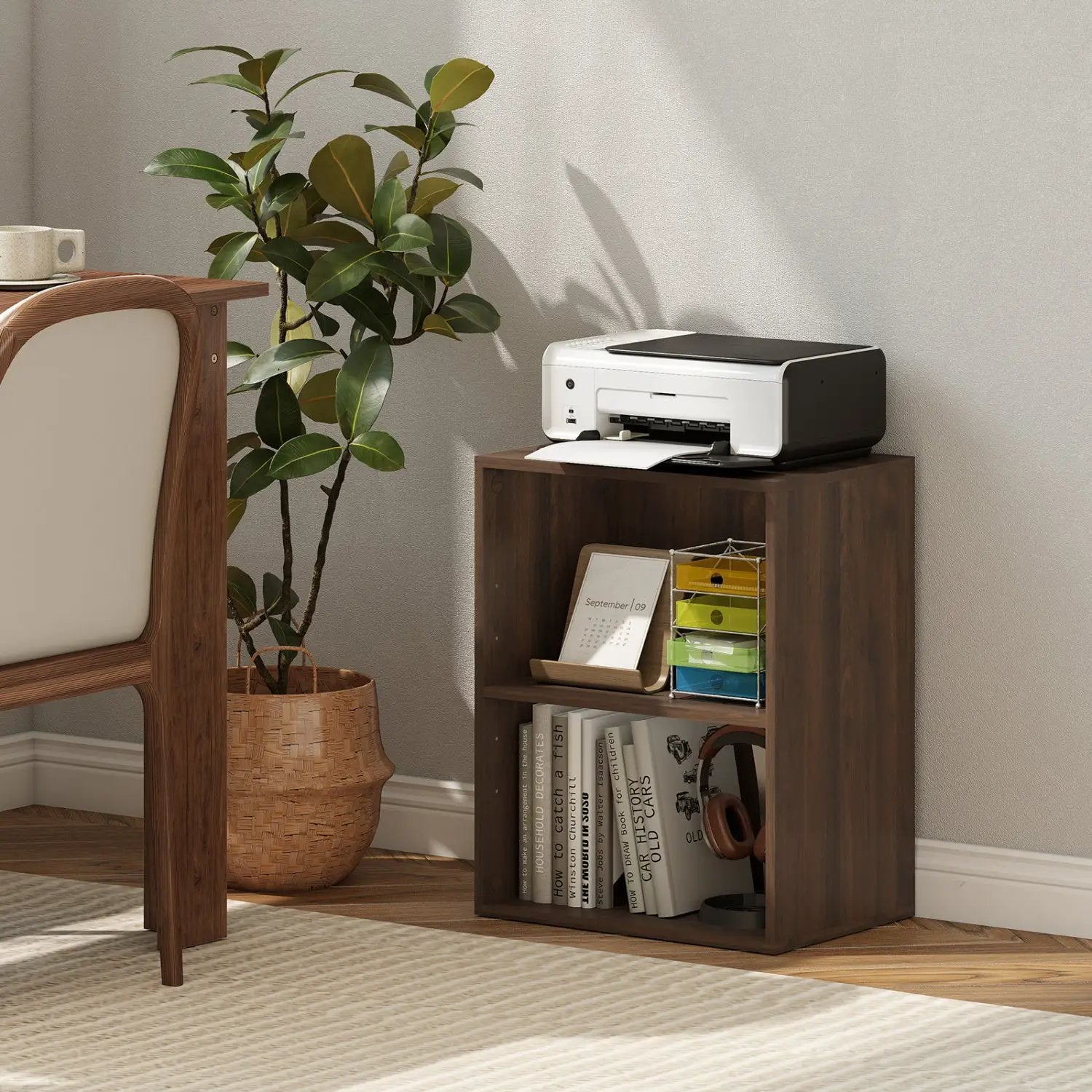 2-Cube Bookshelf with Adjustable Shelf - Dark Walnut by DirectDeals