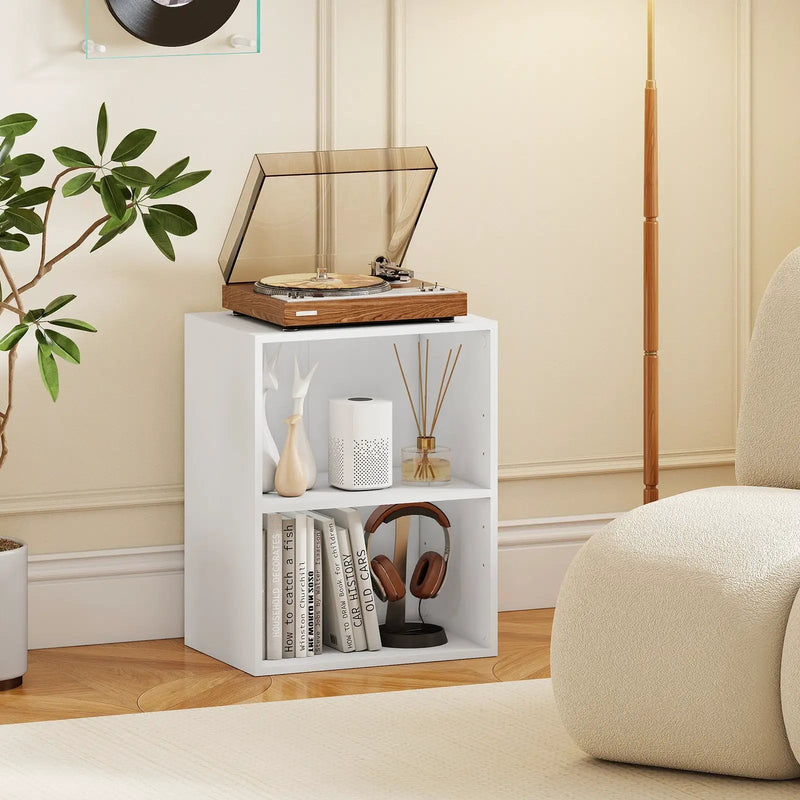 2-Cube Bookcase Set of 2 Floor Standing Open Bookshelf w/ 5-Position Adjustable Shelf by DirectDeals