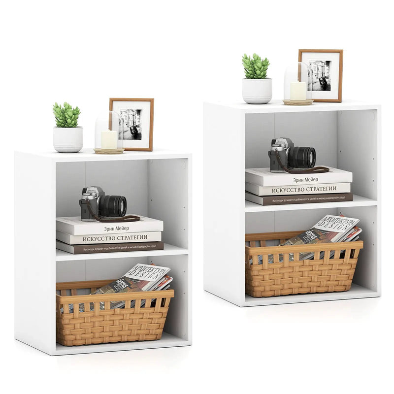 2-Cube Bookcase Set of 2 Floor Standing Open Bookshelf w/ 5-Position Adjustable Shelf by DirectDeals