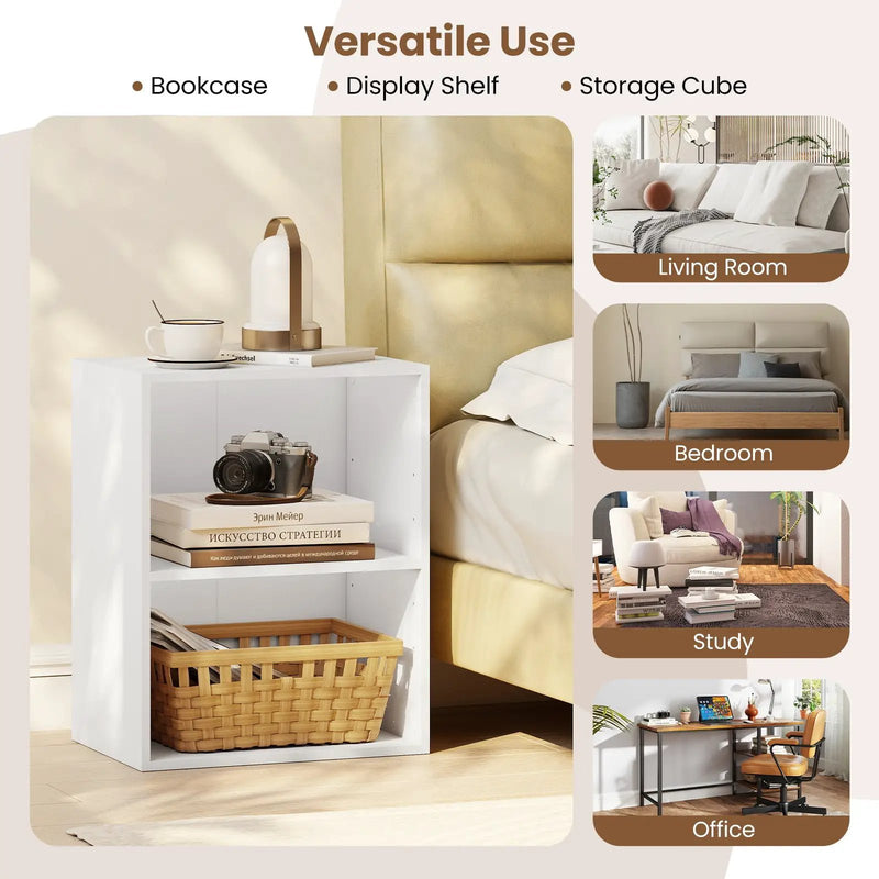 2-Cube Bookcase Set of 2 Floor Standing Open Bookshelf w/ 5-Position Adjustable Shelf by DirectDeals