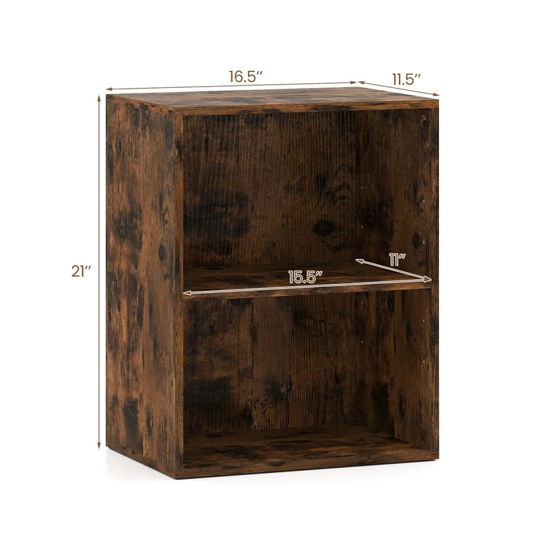 2-Cube Bookcase Set of 2 Floor Standing Open Bookshelf w/ 5-Position Adjustable Shelf by DirectDeals