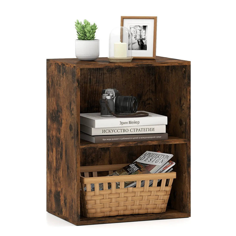 2-Cube Bookcase Set of 2 Floor Standing Open Bookshelf w/ 5-Position Adjustable Shelf by DirectDeals