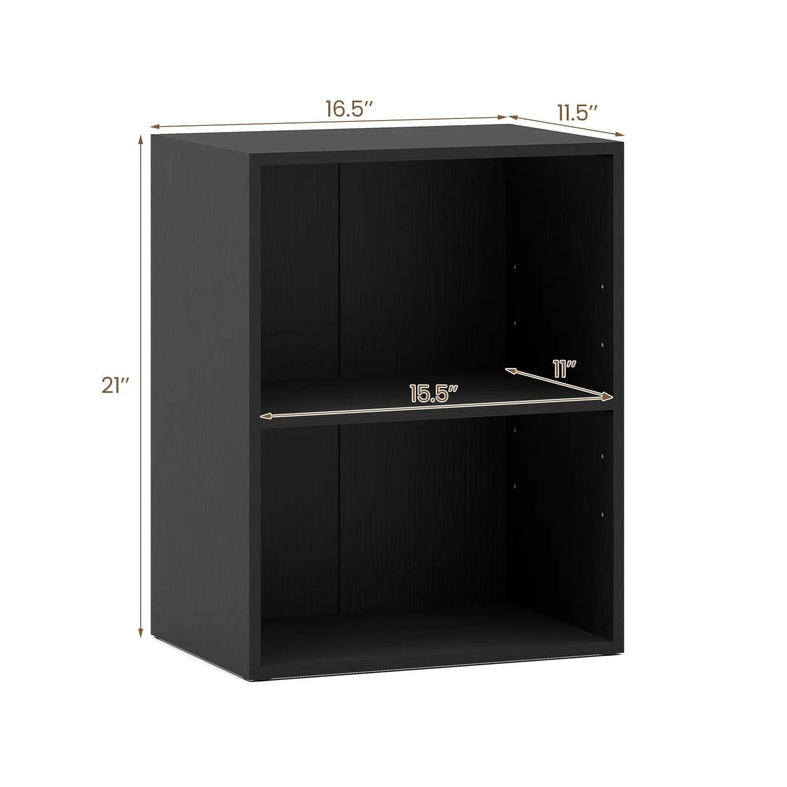 2-Cube Bookcase Set of 2 Floor Standing Open Bookshelf w/ 5-Position Adjustable Shelf by DirectDeals