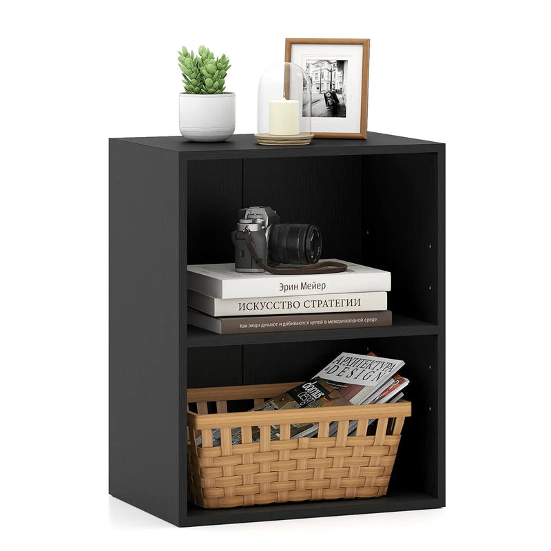 2-Cube Bookcase Set of 2 Floor Standing Open Bookshelf w/ 5-Position Adjustable Shelf by DirectDeals