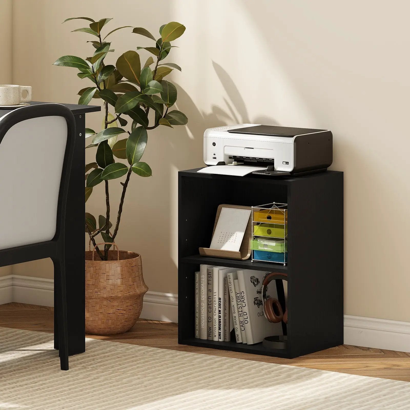 2-Cube Bookcase Set of 2 Floor Standing Open Bookshelf w/ 5-Position Adjustable Shelf by DirectDeals