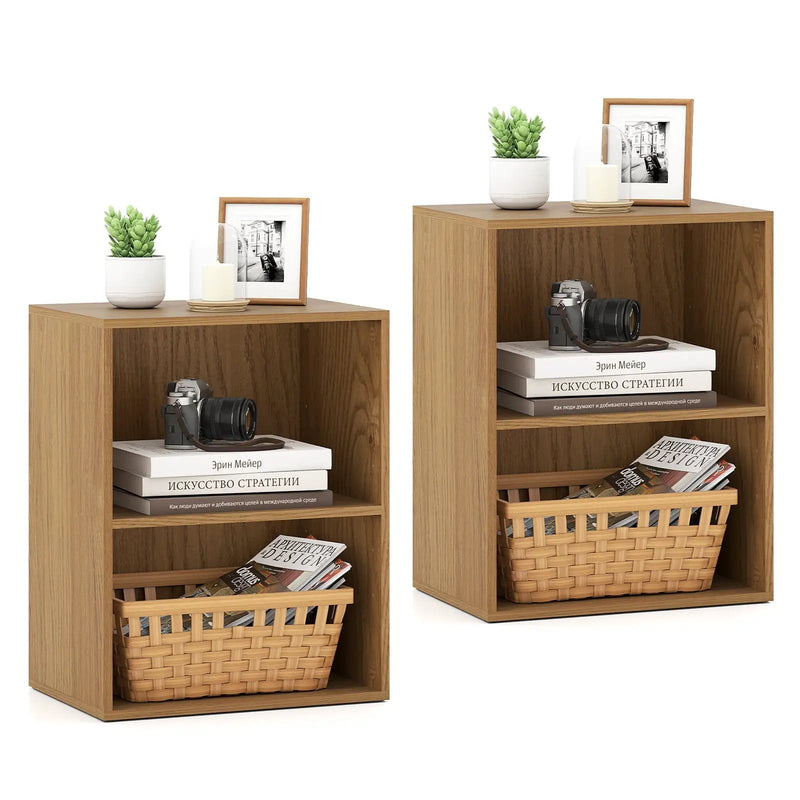 2-Cube Bookcase Set of 2 Floor Standing Open Bookshelf w/ 5-Position Adjustable Shelf by DirectDeals