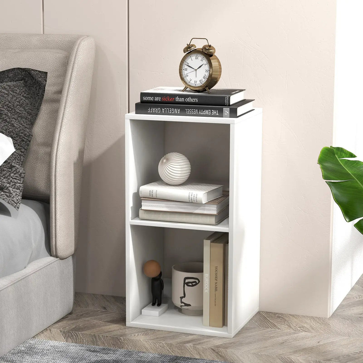 2 Cube Bookshelf with Back Guardrail for Living Room Bedroom by DirectDeals