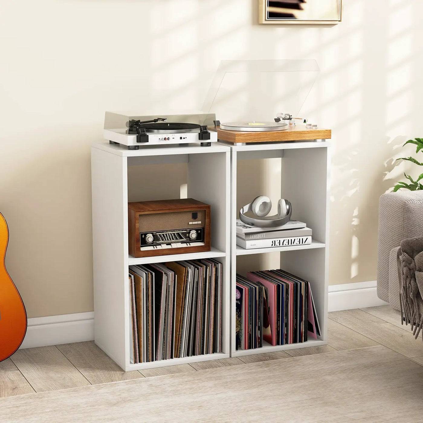 2 Cube Bookshelf with Back Guardrail for Living Room Bedroom by DirectDeals