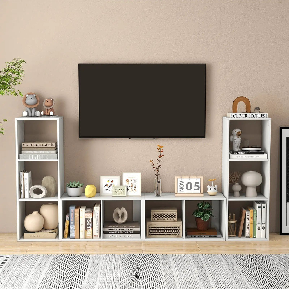 2 Cube Bookshelf with Back Guardrail for Living Room Bedroom by DirectDeals