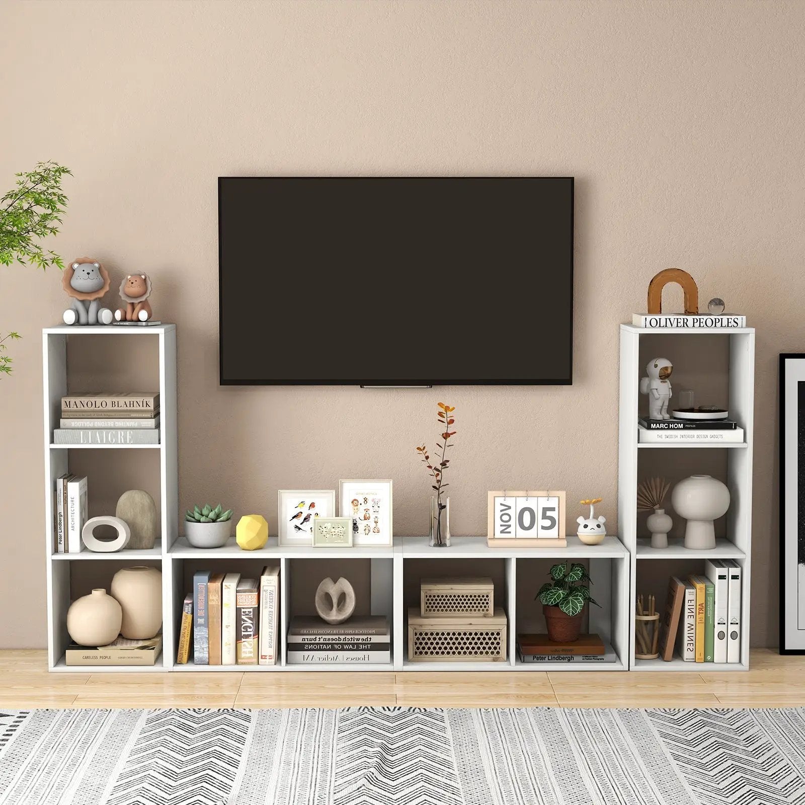 2 Cube Bookshelf with Back Guardrail for Living Room Bedroom by DirectDeals