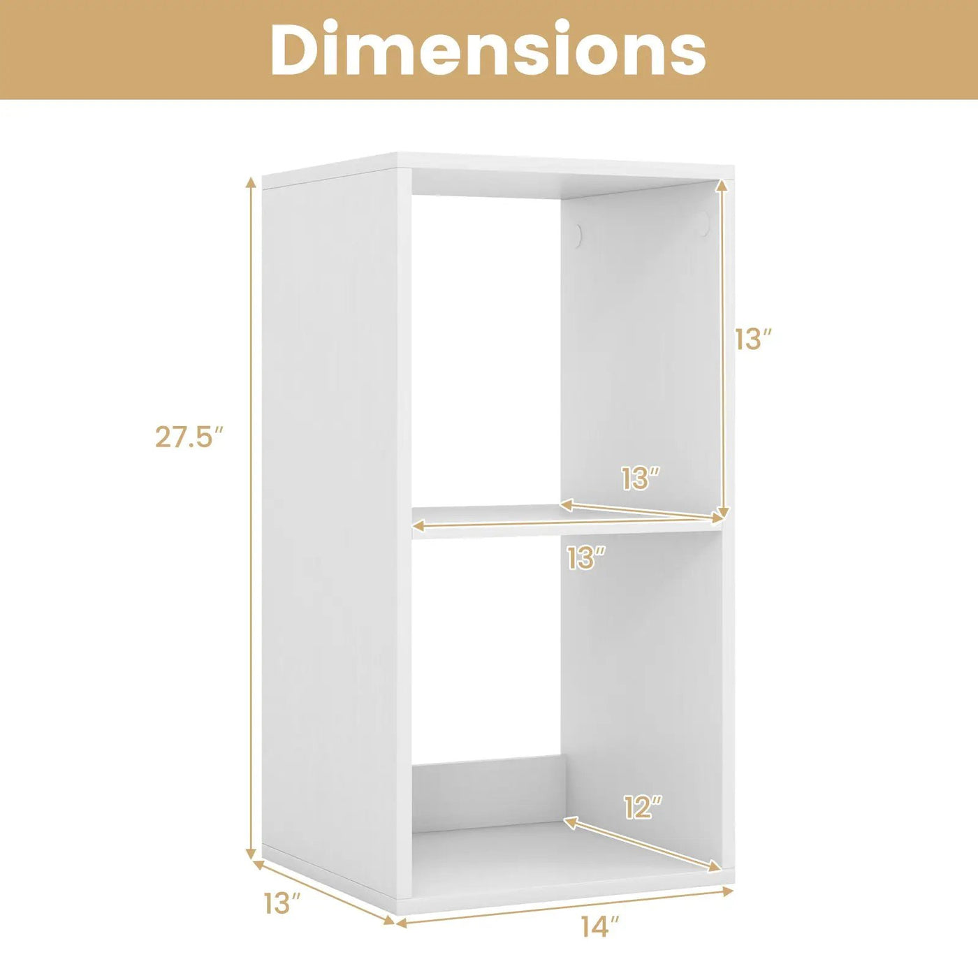 2 Cube Bookshelf with Back Guardrail for Living Room Bedroom by DirectDeals