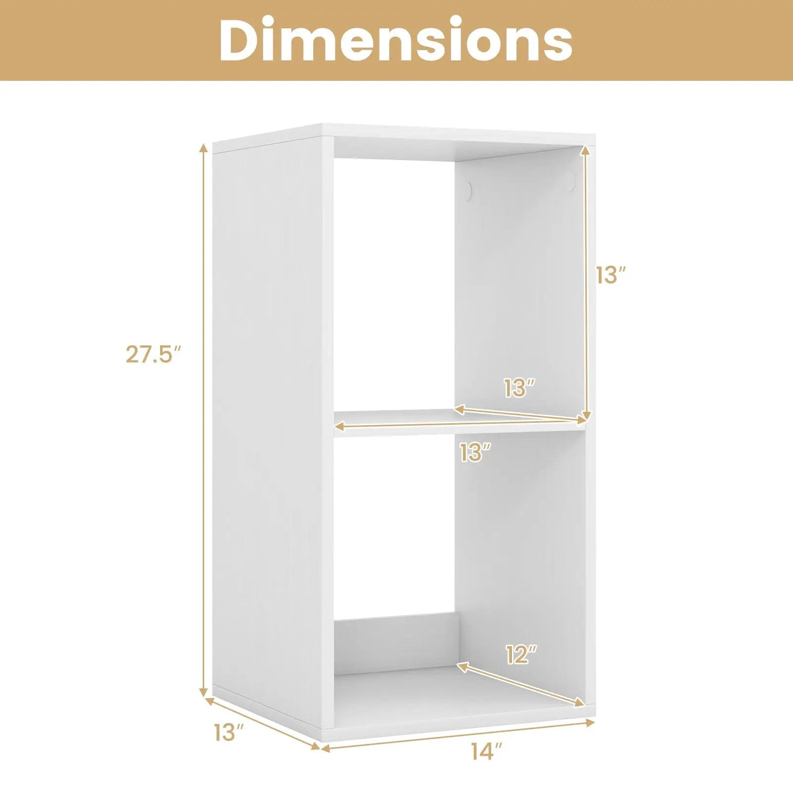 2 Cube Bookshelf with Back Guardrail for Living Room Bedroom by DirectDeals