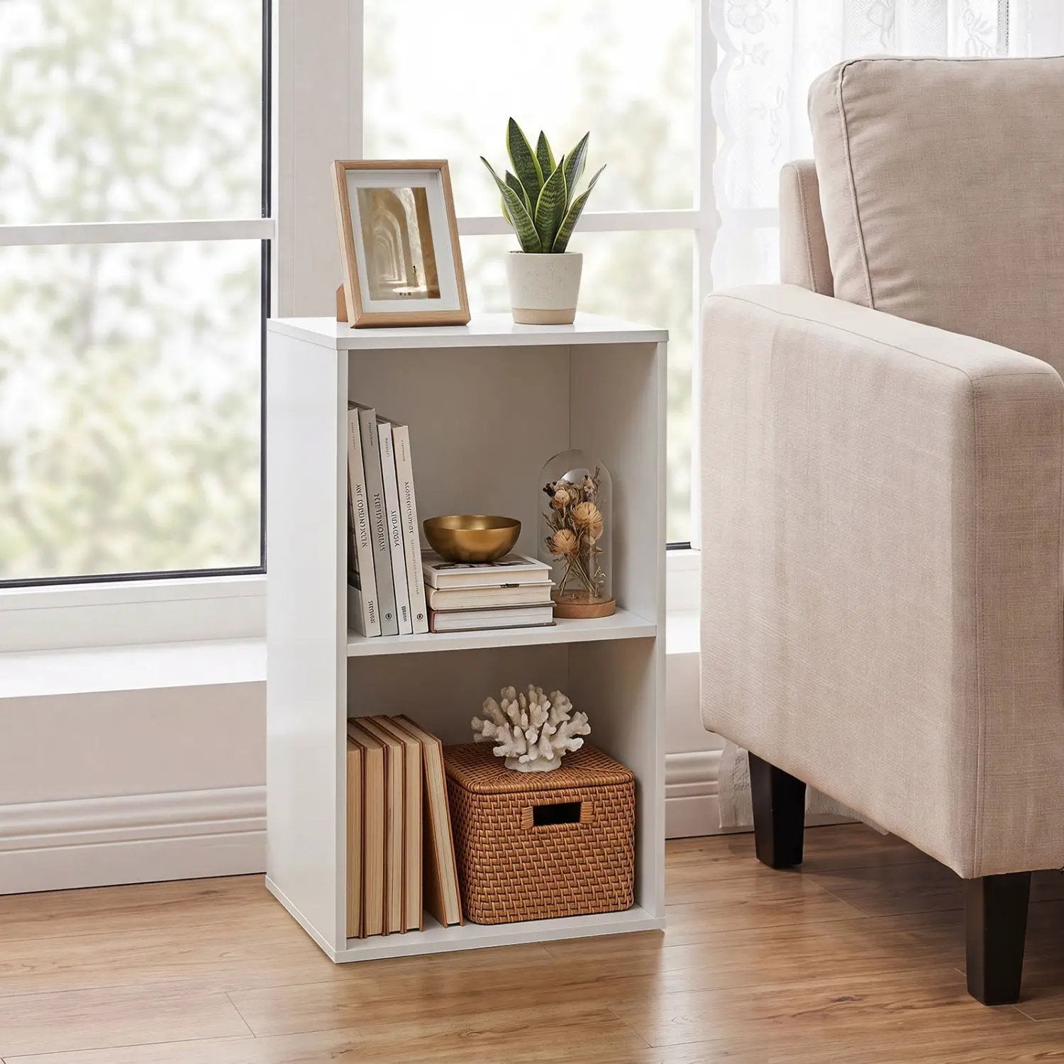 2-Cube Bookshelf with Anti-Tipping Kit - White by DirectDeals