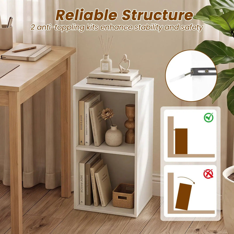 2-Cube Bookshelf with Anti-Tipping Kit - White by DirectDeals
