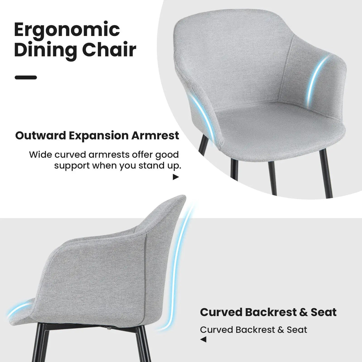 Set of 2 Upholstered Dining Chair with Ergonomic Backrest Design by DirectDeals