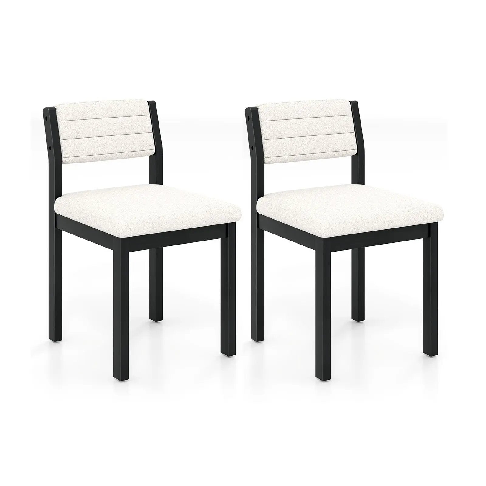 Set of 2 Dining Chairs Sherpa Upholstered Armless Chair with Wood Frame-White by DirectDeals