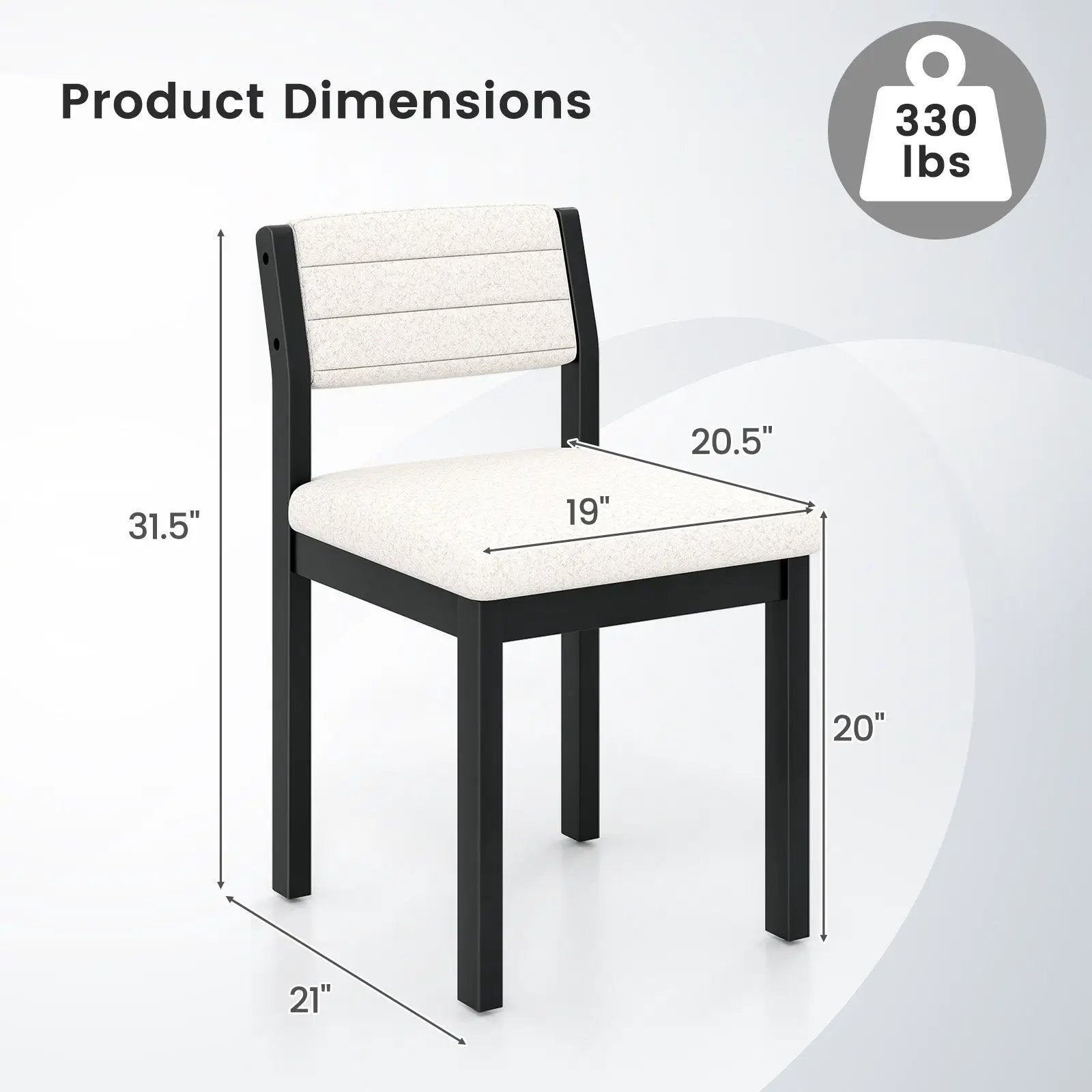 Set of 2 Dining Chairs Sherpa Upholstered Armless Chair with Wood Frame-White by DirectDeals