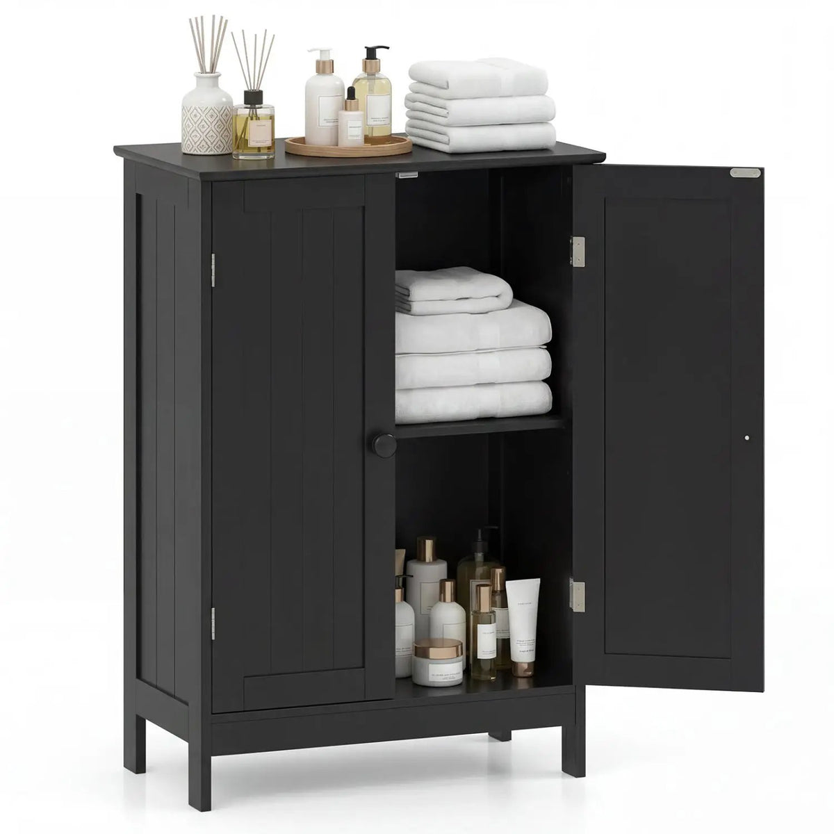 Bathroom Floor Storage Double Door Cupboard Cabinet by DirectDeals