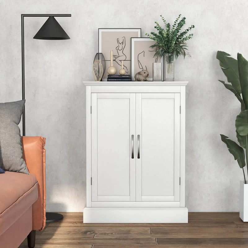 2-Door Freestanding Bathroom Cabinet with Adjustable Shelves-White by DirectDeals