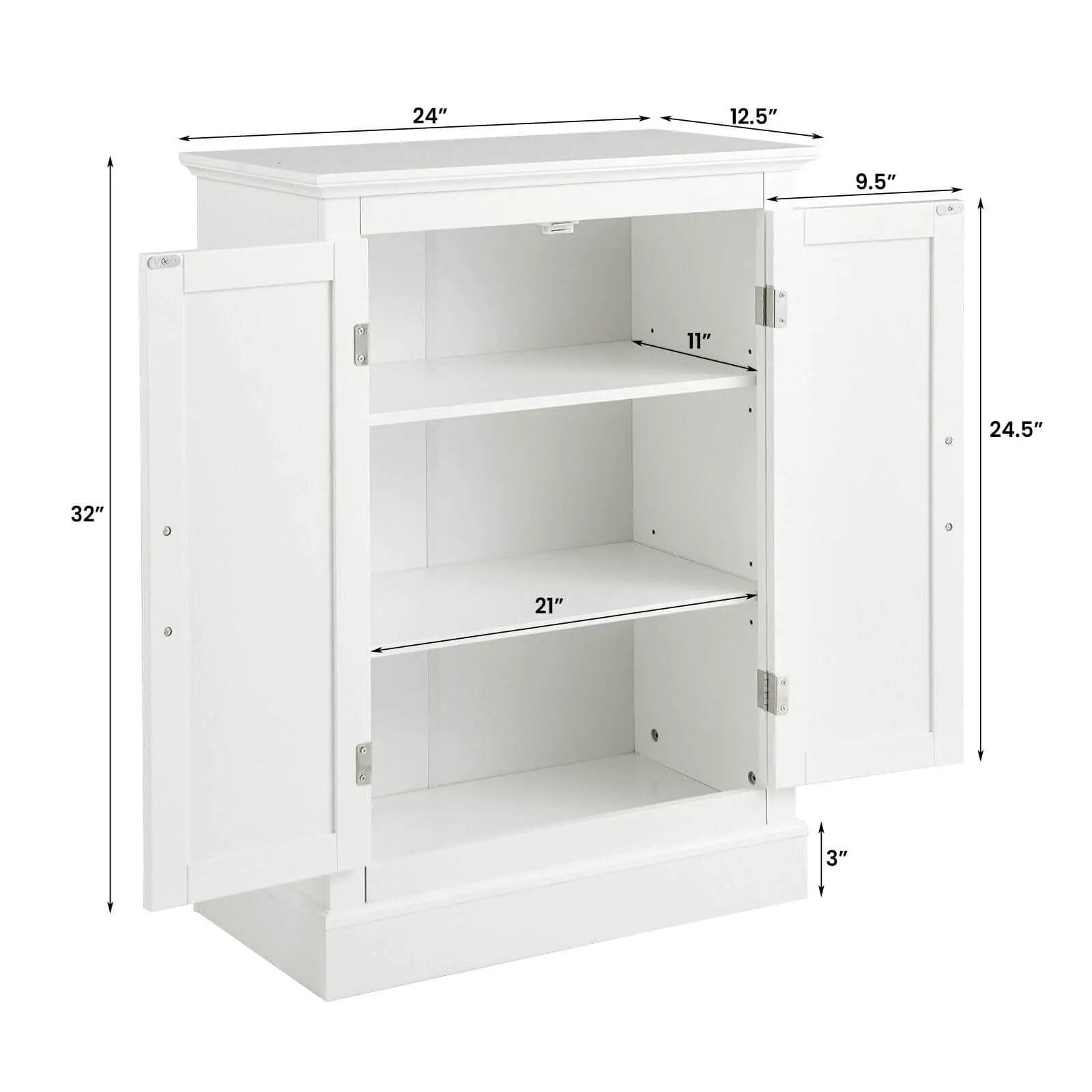 2-Door Freestanding Bathroom Cabinet with Adjustable Shelves-White by DirectDeals