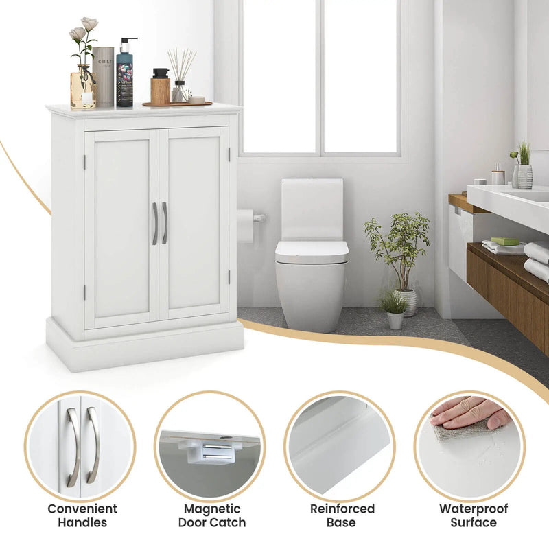 2-Door Freestanding Bathroom Cabinet with Adjustable Shelves-White by DirectDeals