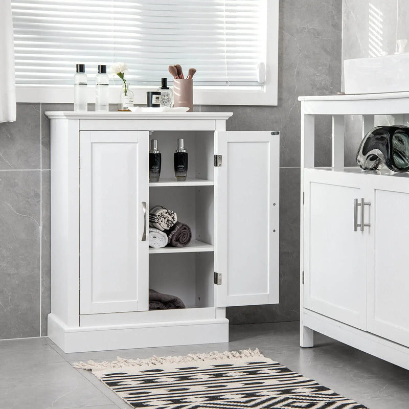 2-Door Freestanding Bathroom Cabinet with Adjustable Shelves-White by DirectDeals