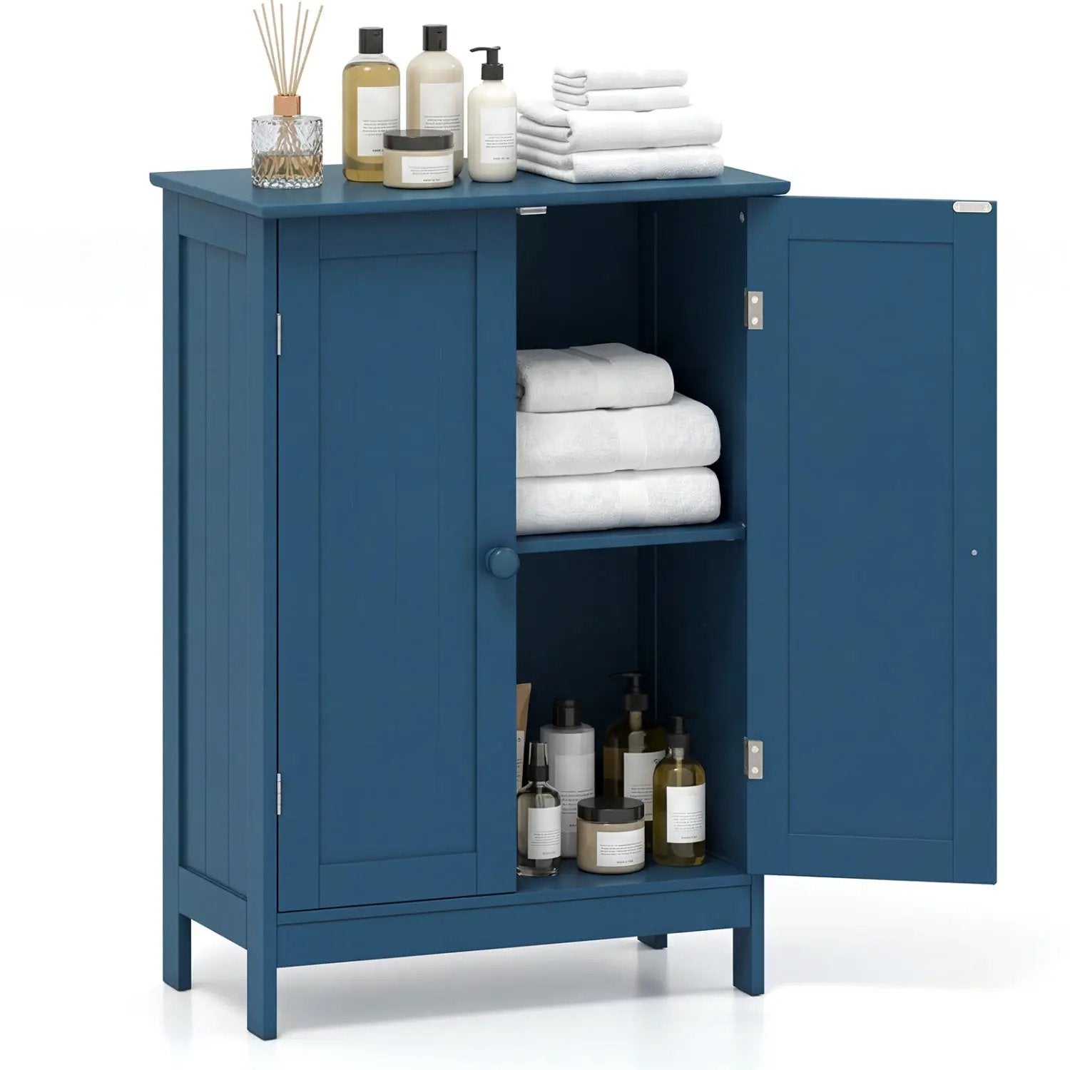 Bathroom Floor Storage Double Door Cupboard Cabinet by DirectDeals