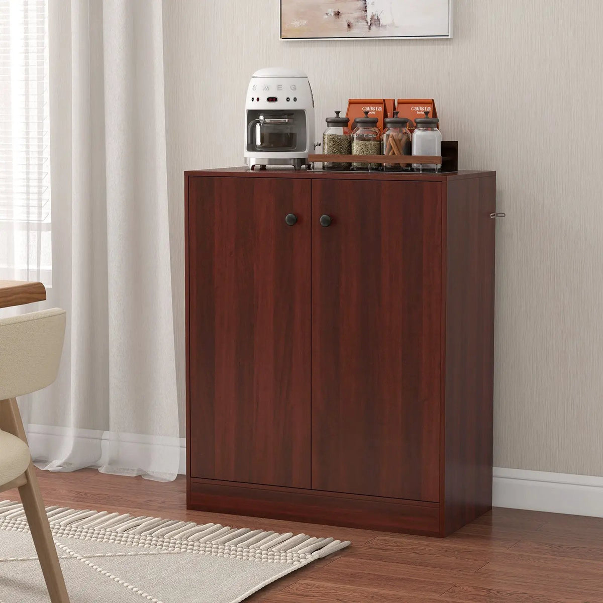 2-Door Modern Floor Storage Cabinet with 3-Tier Shelf by DirectDeals