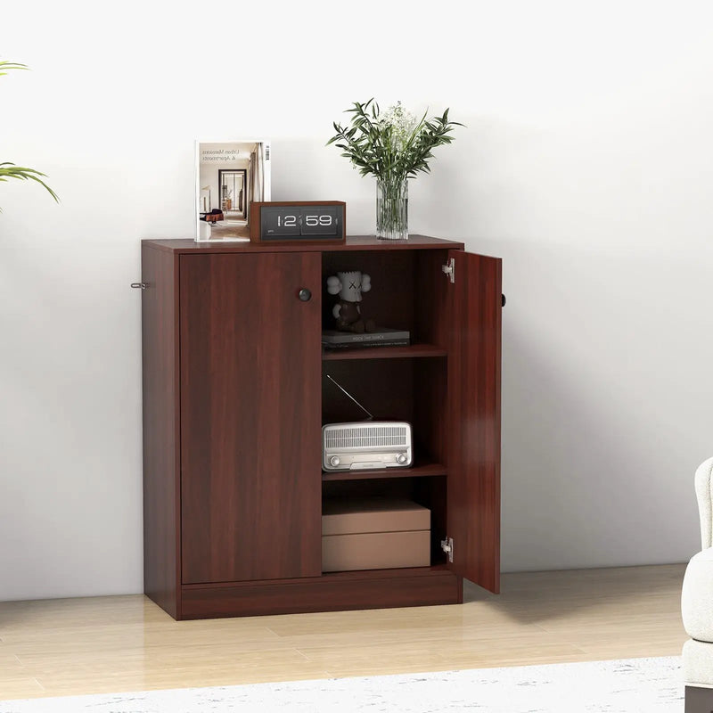 2-Door Modern Floor Storage Cabinet with 3-Tier Shelf by DirectDeals