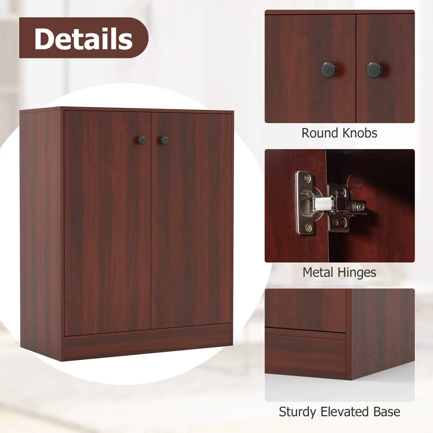 2-Door Modern Floor Storage Cabinet with 3-Tier Shelf by DirectDeals