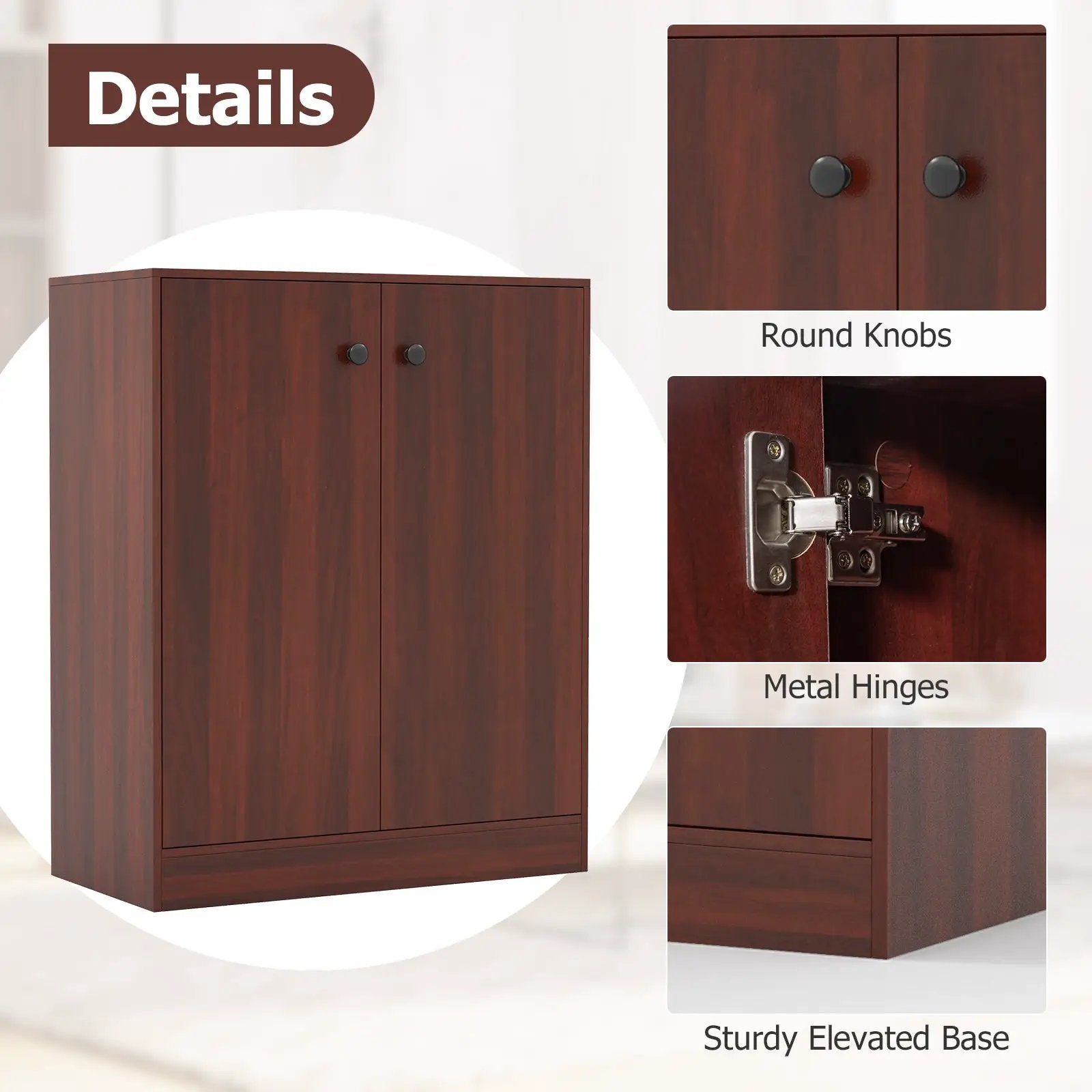 2-Door Modern Floor Storage Cabinet with 3-Tier Shelf by DirectDeals